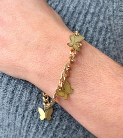 Exclusive bracelet with butterfly charms in gold plate