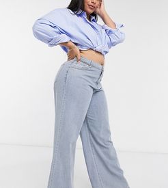 x Megan Mckenna high waist wide leg jean in blue-Blues