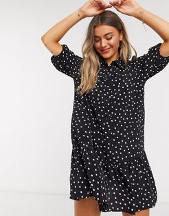 x Jac Jossa drop waist shirt dress with puff sleeve in black polka