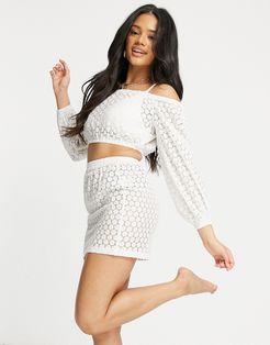 crochet beach skirt-White