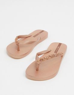 glam flip flops in rose with silver embellishment-Neutral