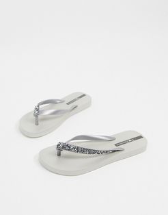 glam flip flops in silver