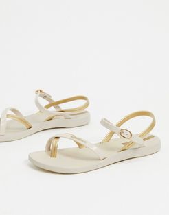 toe loop flat sandals-Cream