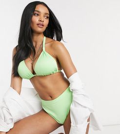 Fuller Bust high waist bikini bottom in lime rib-Green