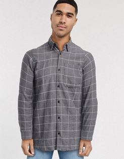 checked shirt with pocket-Grey