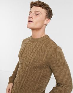 Core crewneck textured sweater in beige