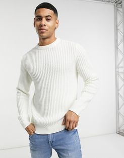 Core ribbed sweater in white