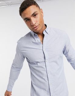 Essentials slim fit linen mix shirt in light blue-Blues