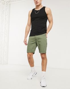 Intelligence 5 pocket shorts in khaki-Green