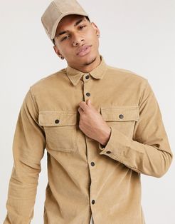 Intelligence cord overshirt in beige