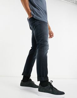 Intelligence Glenn super stretch slim tapered jeans in blue black