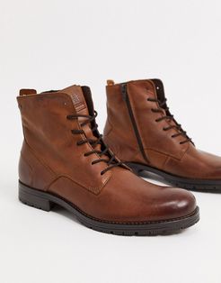 leather lace up boot in brown