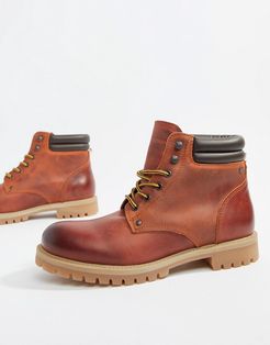 leather lace up boots-Brown