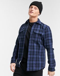 Premium overshirt with chest pockets in navy check