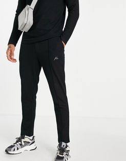 Premium textured sweatpants set in black