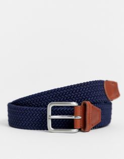 woven belt with buckle in navy