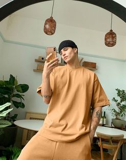 garment dyed t-shirt in tan