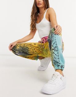 oversized sweatpants in grunge tie-dye and graphics-Multi