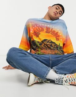 wild nights t-shirt with desert print-Brown