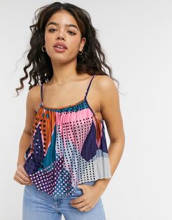 abstract print cami top in multi