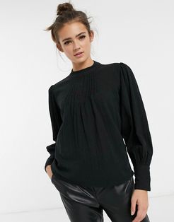high neck blouse in black