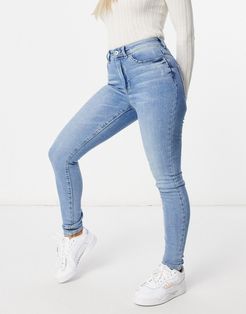 Jona high waisted skinny jeans in light blue denim-Blues