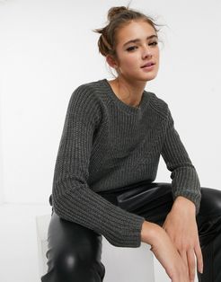 pullover knitted sweater in dark gray-Grey