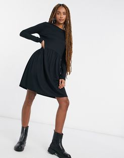 smock mini dress in black