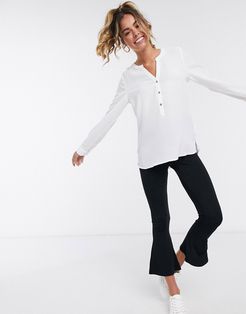 track long sleeve button blouse in white