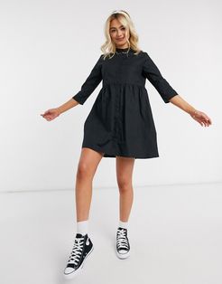 ulle 3/4 sleeve skater shirt dress in black