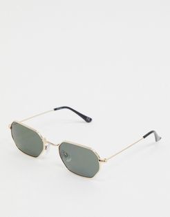 hexagonal sunglasses in gold