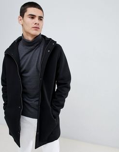 hooded wool blend parka jacket-Black