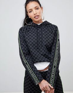 Juicy By Juicy Couture Monogram Logo Tape Hoodie With Split Sleeves-Black