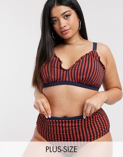 high waisted bikini bottoms in stripe-Multi