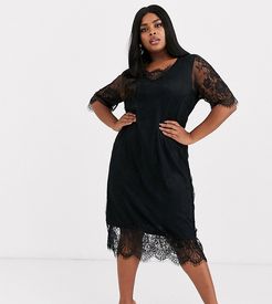 lace shift dress-Black