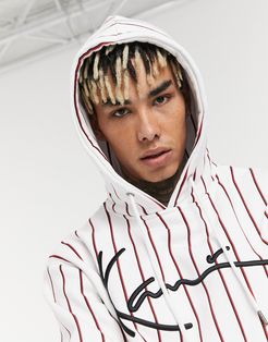 signature pinstripe hoodie in white