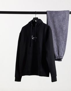 Signature small logo hoodie in black