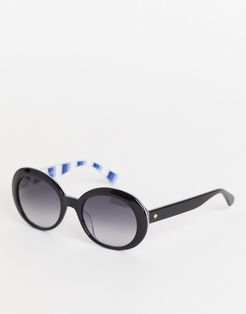 cindra chunky round lens sunglasses-Black