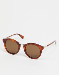 round sunglasses in tortoise shell-Brown