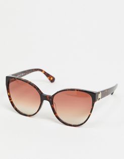 round sunglasses in tortoise shell-Brown