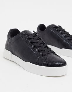 Kam sneakers in white leather-Black