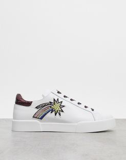 tyler space lace up sneakers in white leather