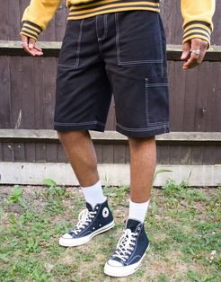drill shorts with utility pockets in black