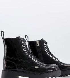 Exclusive Kizziie ankle boots in black patent croc