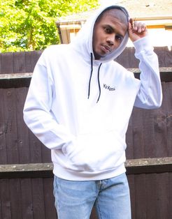 hoodie with front pocket and logo in white