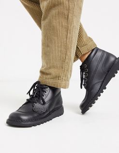 Kick Hi flat leather boots in black