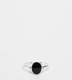 black oval ring in sterling silver