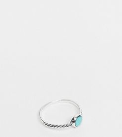 braided ring with turquoise stone in sterling silver