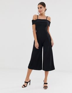 bardot cami strap jumpsuit in black