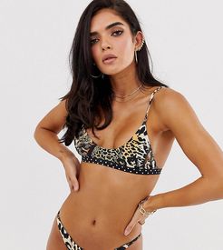 Exclusive minimal crop bikini top in animal print-Multi